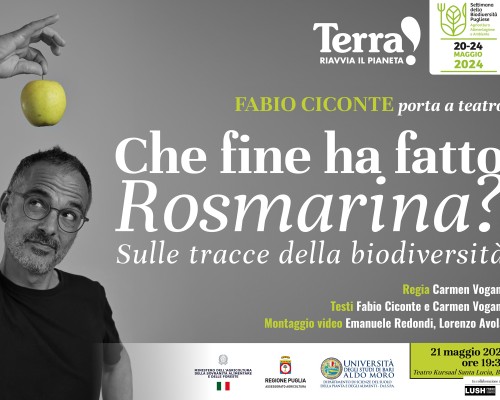 La Settimana della Biodiversità Pugliese va al teatro con «Che fine ha fatto Rosmarina?» e Fabio Ciconte